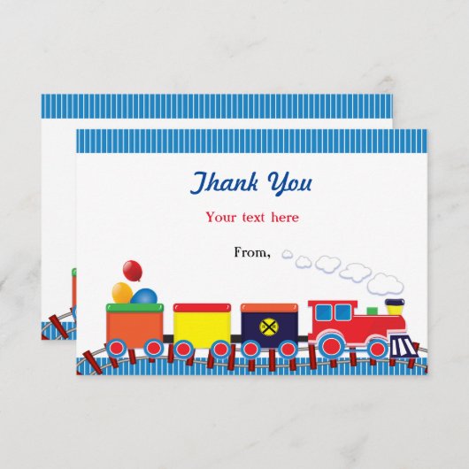 Enfants colorés Train Anniversaire Merci (Devant / Derrière)