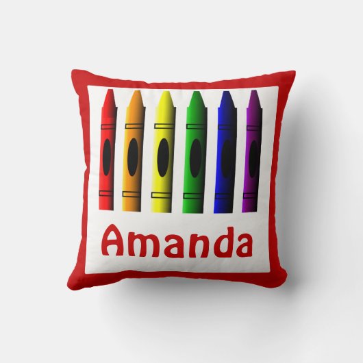 Enfants Crayons Crayon Nom Chambre Décor Coussin (Verso)