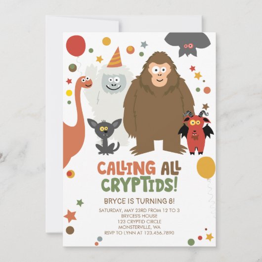 Enfants Cryptid Invitation d'anniversaire (Devant)