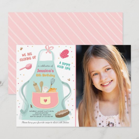 Enfants Cuisine Anniversaire Invitation Cuisine Cu (Devant / Derrière)