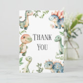 Enfants Cute Dinosaur Thème Anniversaire Carte de (Debout devant)