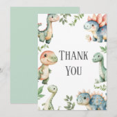 Enfants Cute Dinosaur Thème Anniversaire Carte de (Devant / Derrière)