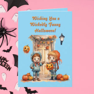 Enfants Cute Funny photo moderne cartes d'Hallowee
