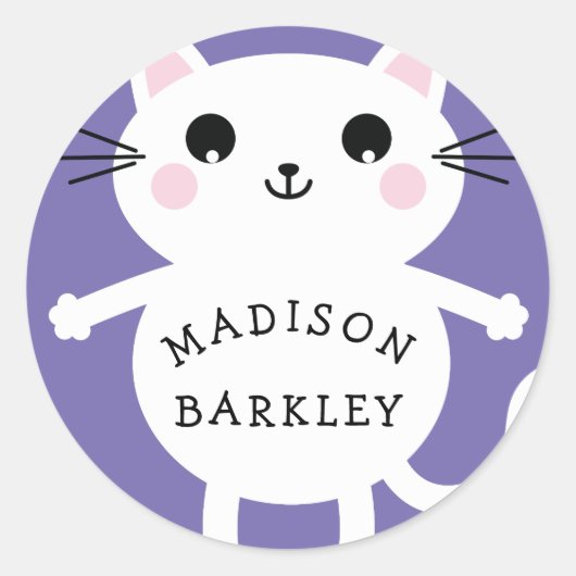 Enfants Cute Kitty Nom du chat Enveloppe Stickers  (Devant)
