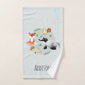 Enfants Cute Modern Forest Animaux Motif Fox Nom (Serviette à main)