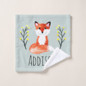 Enfants Cute Modern Forest Animaux Motif Fox Nom (Gant de toilette)