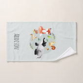 Enfants Cute Modern Forest Animaux Motif Fox Nom (Serviette à main)