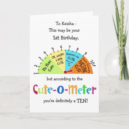 Enfants Cute-O-Meter Funny 1er Anniversaire Carte (Devant)