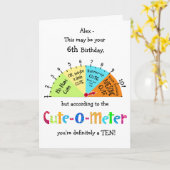 Enfants Cute-O-Meter Funny 6e carte de voeux anniv (Fleur jaune)