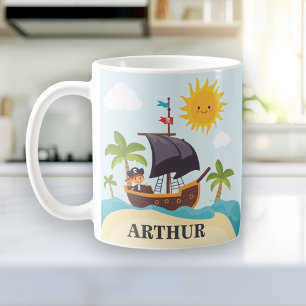 Enfants Cute Pirate Ship Personnalisé Mug