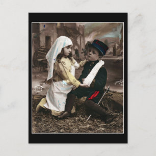Enfants de guerre - Carte postale française Vintag