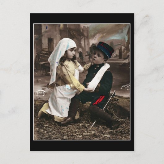 Enfants de la guerre - Carte postale française vin (Devant)