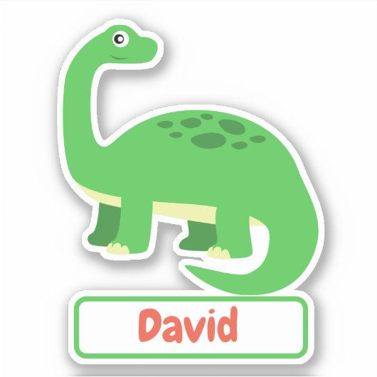 Enfants Diplodocus Dinosaur Nom Sticker Étiquette (Devant)