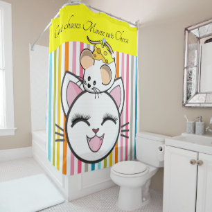 Enfants Douche rideau Chat Souris Fromage