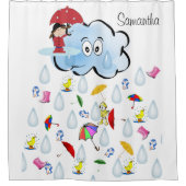 Enfants Douche Rideau Pluie Parapluies Nuages (Devant)