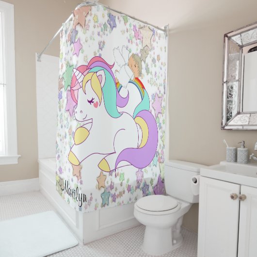 Enfants Douche rideau Unicorn Stars Angel (En situation)