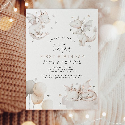 Enfants Dragon Anniversaire Fête Invitation