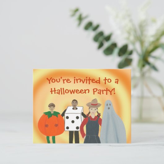 Enfants en costumes, cartes postales Invitations d (Debout devant)