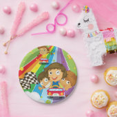 Enfants en course sur des assiettes en papier arc- (Fête)