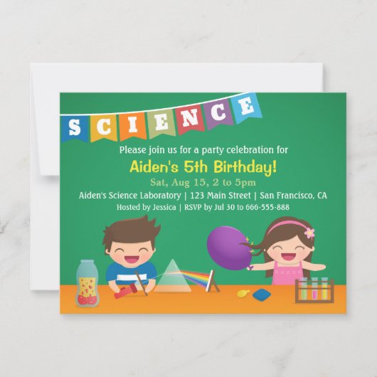 Enfants Expérience Science Invitations de fête d'a (Devant)