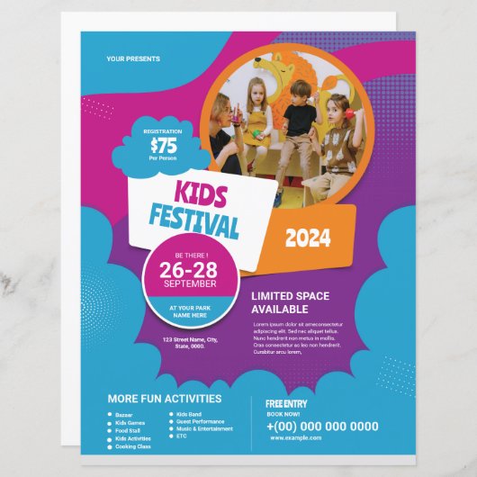Enfants Festival Flyers Modèle (Devant / Derrière)
