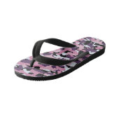 Enfants Filles Chien pourpre rose et tongs de camo osseux (Incliné)