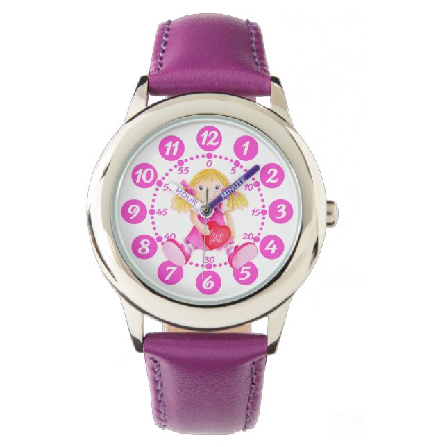 Enfants filles rose, rouge & blanc montre poignets (devant)