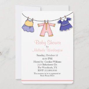 Enfants Filles Vêtements Baby shower Invitation