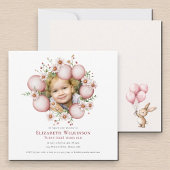 Enfants floraux Photo rose Invitation d'anniversai