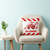 Enfants garçon creuseur rouge et blanc nom coussin (Chaise)