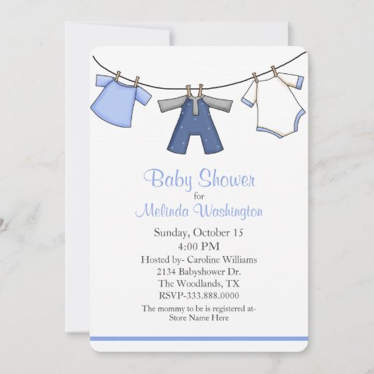Enfants Garçons Vêtements Baby shower Invitation (Devant)