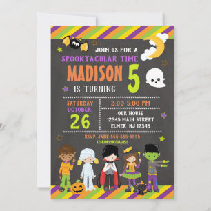 Enfants Halloween Anniversaire Invitation