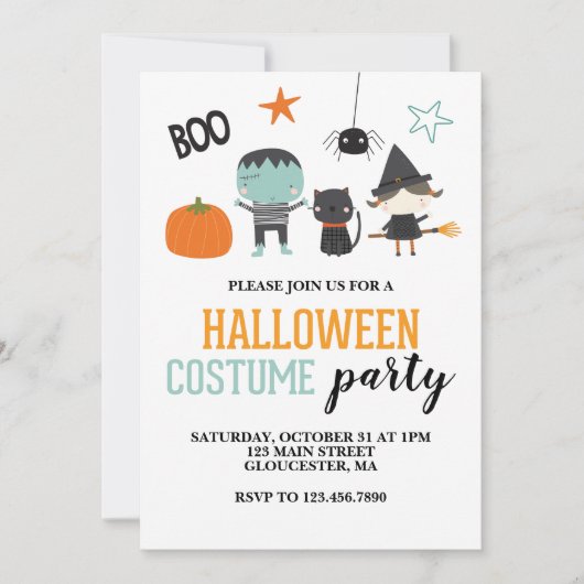Enfants Halloween Costume mignon Invitation de la (Devant)