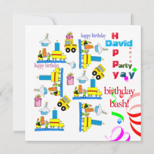 Enfants heureux anniversaire Invitation Camions Bu