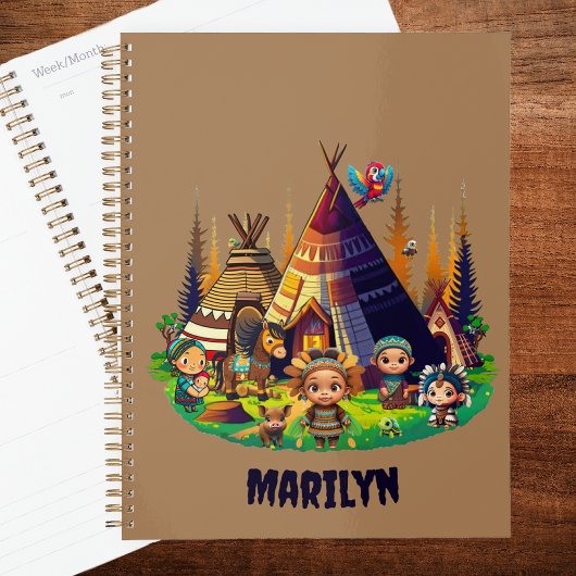 Enfants indiens indigènes d'Amérique, Tipis & Anim