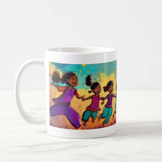 Enfants Indiens Joyeux : Conception De Mug Dessiné (Gauche)