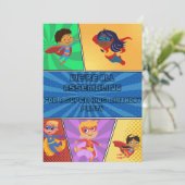 Enfants Invitation Anniversaire Superhéros Assembl (Debout devant)
