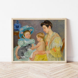 Enfants jouant avec un chat   Mary Cassatt Poster