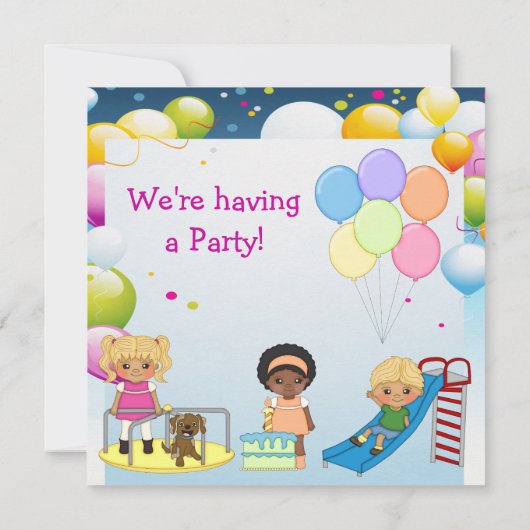 Enfants jouant dans les Invitations de la partie (Dos)