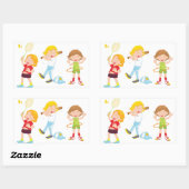 Enfants Jouant Stickers Sport (Feuille)
