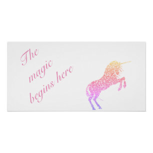 Enfants "La Magie commence ici" Unicorn Poster bri