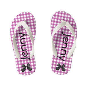 Enfants Les tongs de En vichy violet et blanc