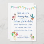 Enfants Llama Cactus Anniversaire Fête Invitation (Devant / Derrière)