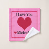 Enfant's mignon ours pourpre et rose Teddy, Coeurs (Gant de toilette)