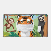 Enfants mignons Animaux Jungle Tigre Singe Oiseau (Clavier et souris)