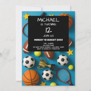 Enfants Modernes Sports Invitation Anniversaire