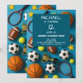 Enfants Modernes Sports Invitation Anniversaire (Devant / Derrière)