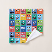 Enfants Monster Face Motif Colorée Monogramme Garç (Gant de toilette)