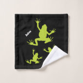 Enfants Motifs de grenouille verte et noire (Gant de toilette)