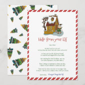 Enfants Noël Fille Elf Bonjour Lettre Invitation (Devant / Derrière)